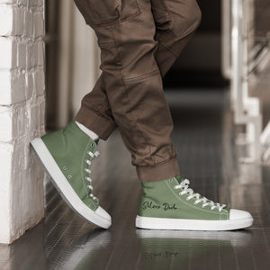 Zapatillas de lona de caña alta para hombre verde camuflage grafía negra