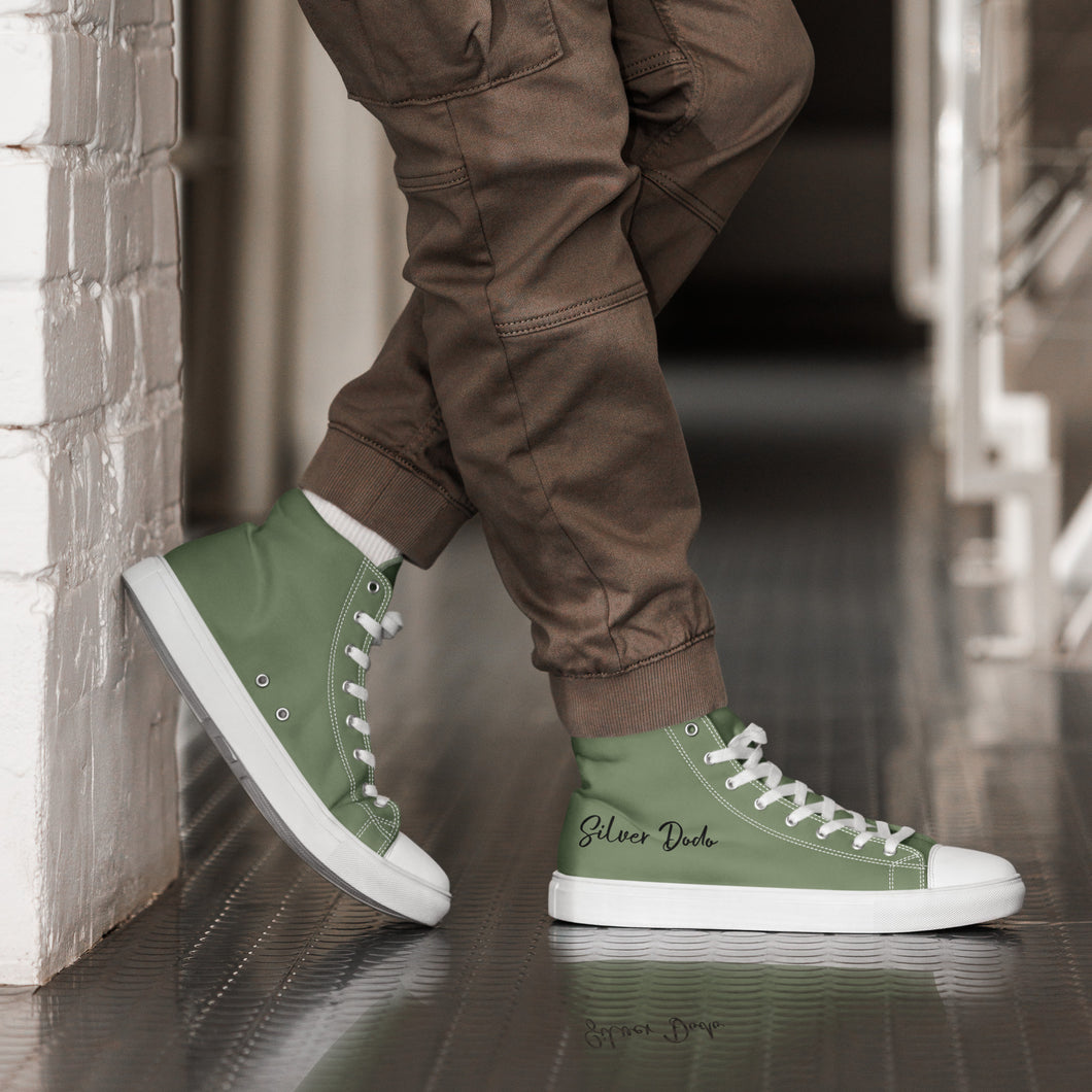 Zapatillas de lona de caña alta para hombre verde camuflage grafía negra