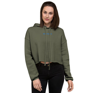 Sudadera Crop con Capucha Luba bordado azul