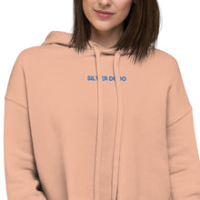 Load image into Gallery viewer, Sudadera Crop con Capucha Luba bordado azul
