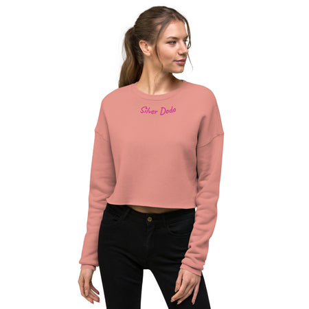 Sudadera Crop Leva bordado superior fucsia