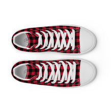 Load image into Gallery viewer, Zapatillas de lona de caña alta para mujer cuadros rojos

