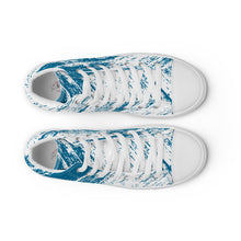 Load image into Gallery viewer, Zapatillas de lona de caña alta para mujer líneas finas azules
