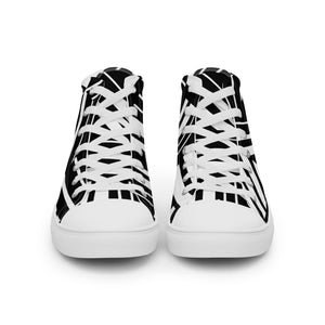 Zapatillas de lona de caña alta para mujer bloques blanco-negro