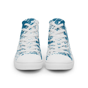 Zapatillas de lona de caña alta para mujer líneas finas azules