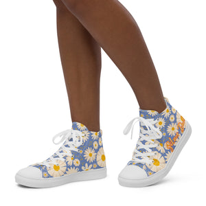 Zapatillas de lona de caña alta para mujer estampado flores