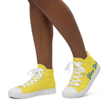 Load image into Gallery viewer, Zapatillas de lona de caña alta para mujer amarillo margarita
