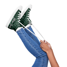 Load image into Gallery viewer, Zapatillas de lona de caña alta para mujer cuadros verde
