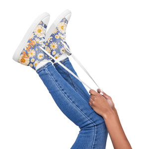 Zapatillas de lona de caña alta para mujer estampado flores