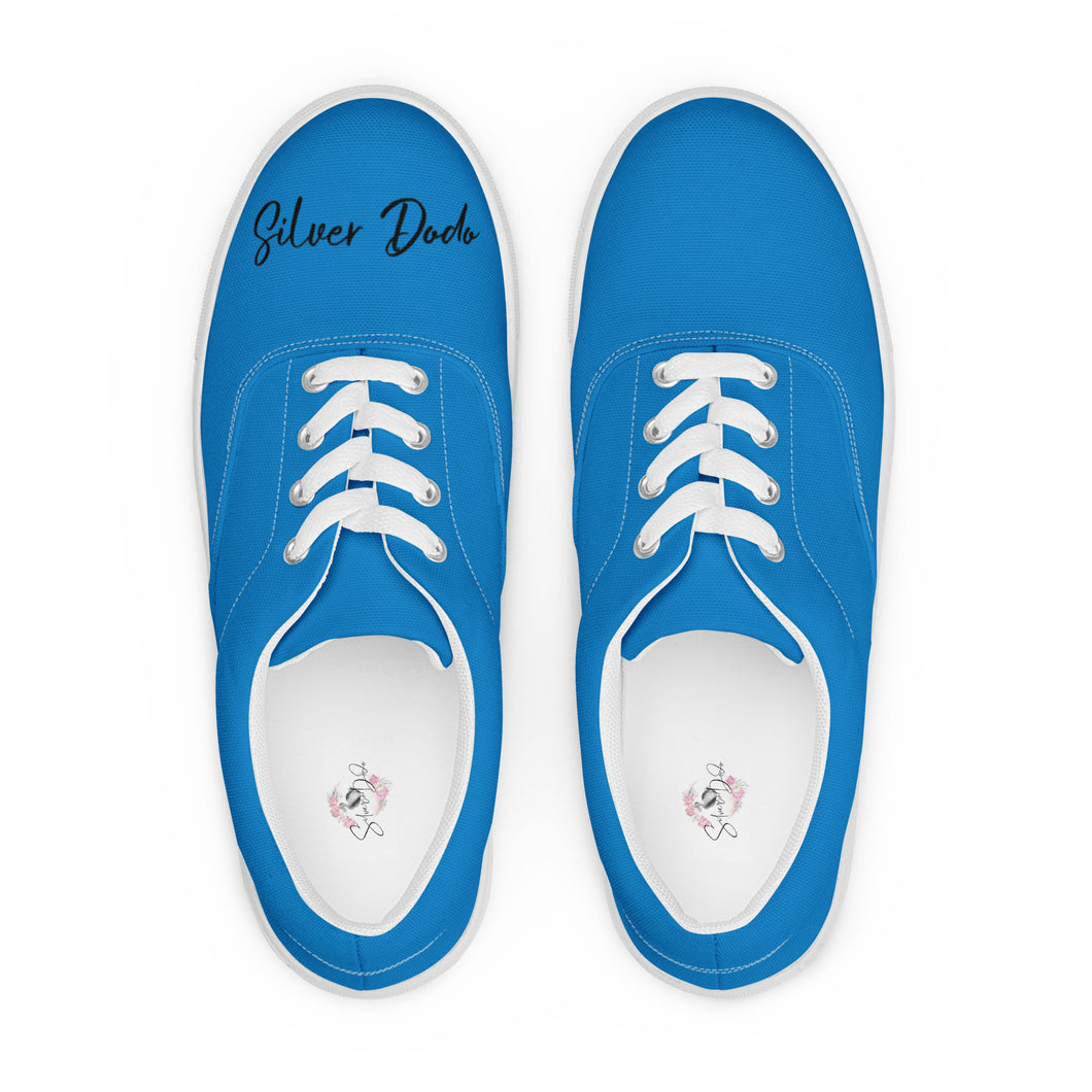 Zapatillas de lona con cordones para mujer azul marino claro