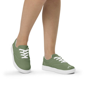 Zapatillas de lona con cordones para mujer verde camouflage
